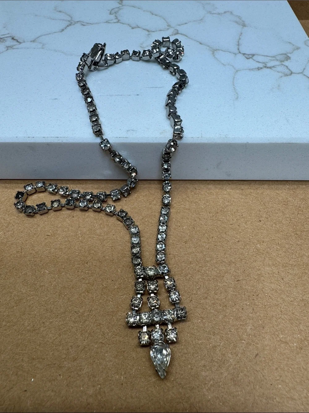 Vintage  2 Silver-toned Crystal Statement Necklaces - Elegant Bride Jewelry